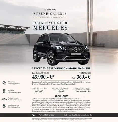 Mercedes-Benz GLE 350 D/7SITZER/AMG LINE/DISTRO+/PANO/AIRM/HE