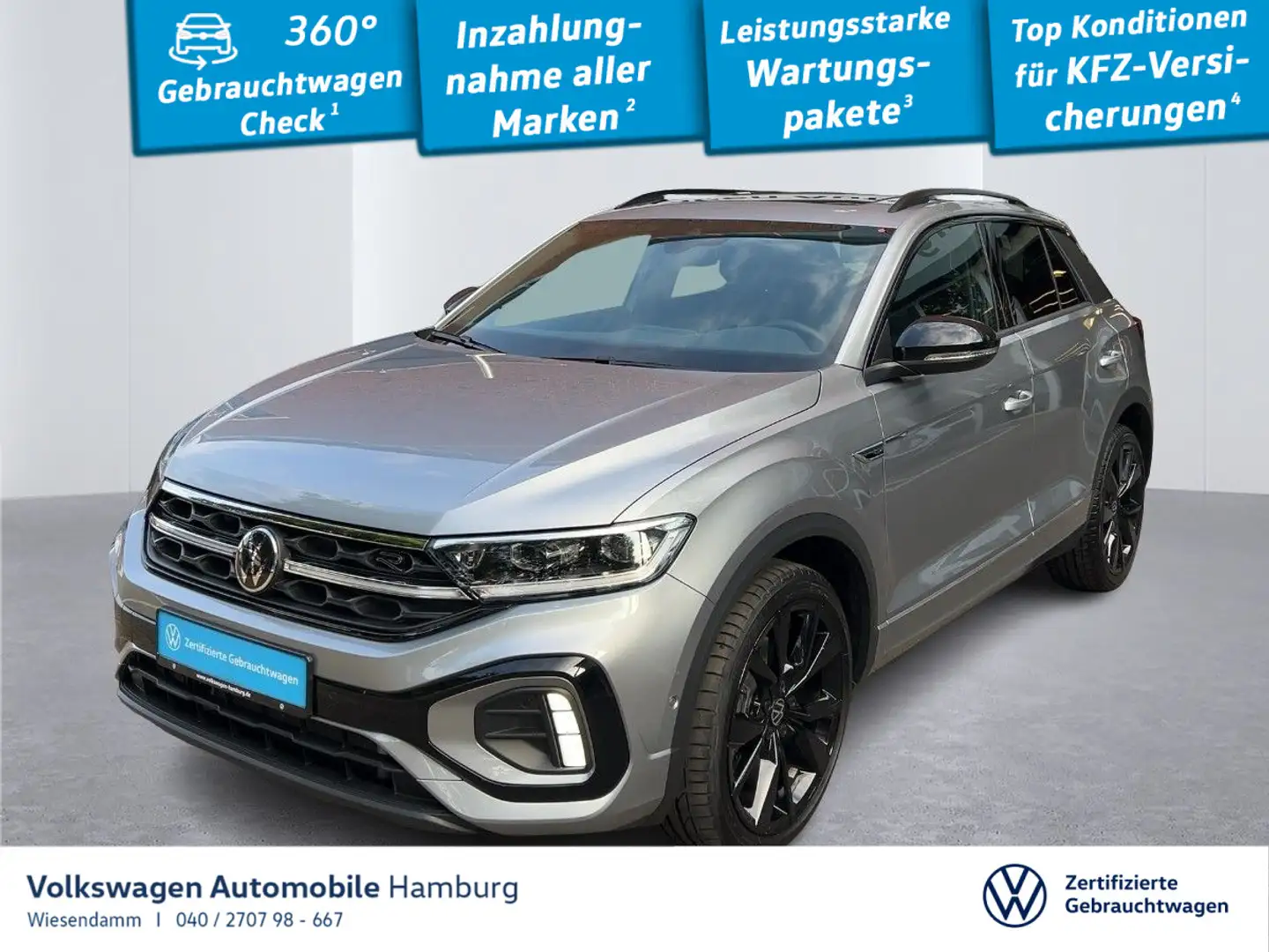 Volkswagen T-Roc R-Line 2.0 TSI DSG 4M AHK/KAMERA/PANO/ACC Silber - 1