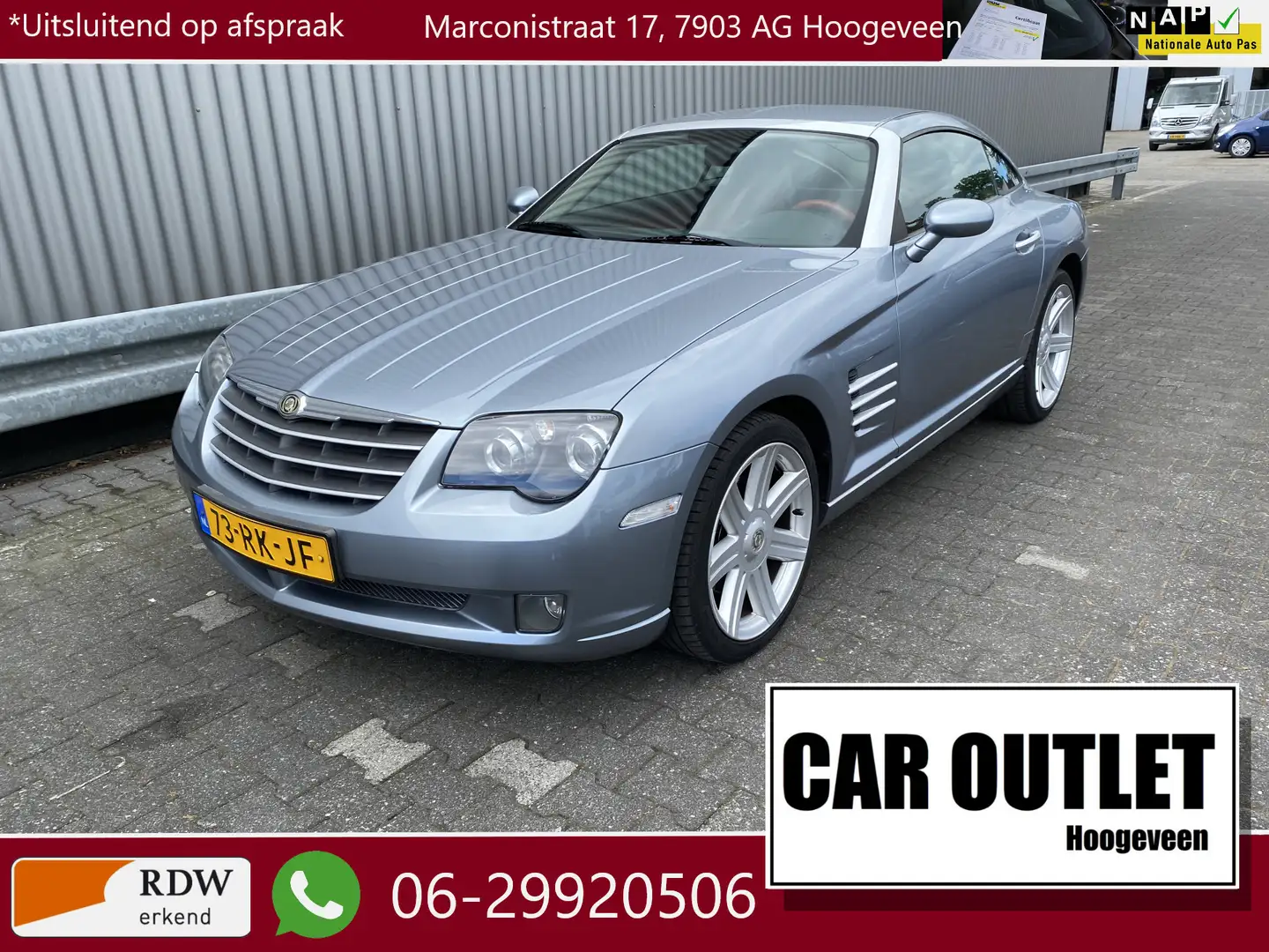 Chrysler Crossfire 3.2 V6 135Dkm.NAP, Leer, Complete historie, Zeer n Blau - 1