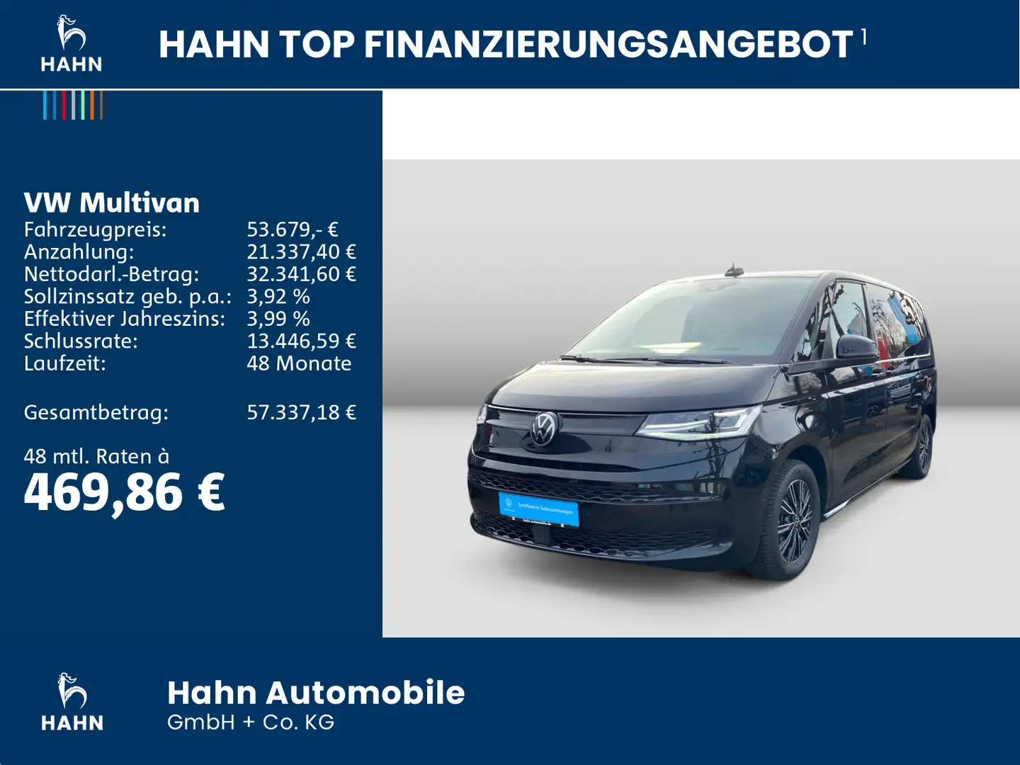 Volkswagen T7 Multivan T7 Multivan KR 2,0TDI AHK LED Navi Schwarz - 2