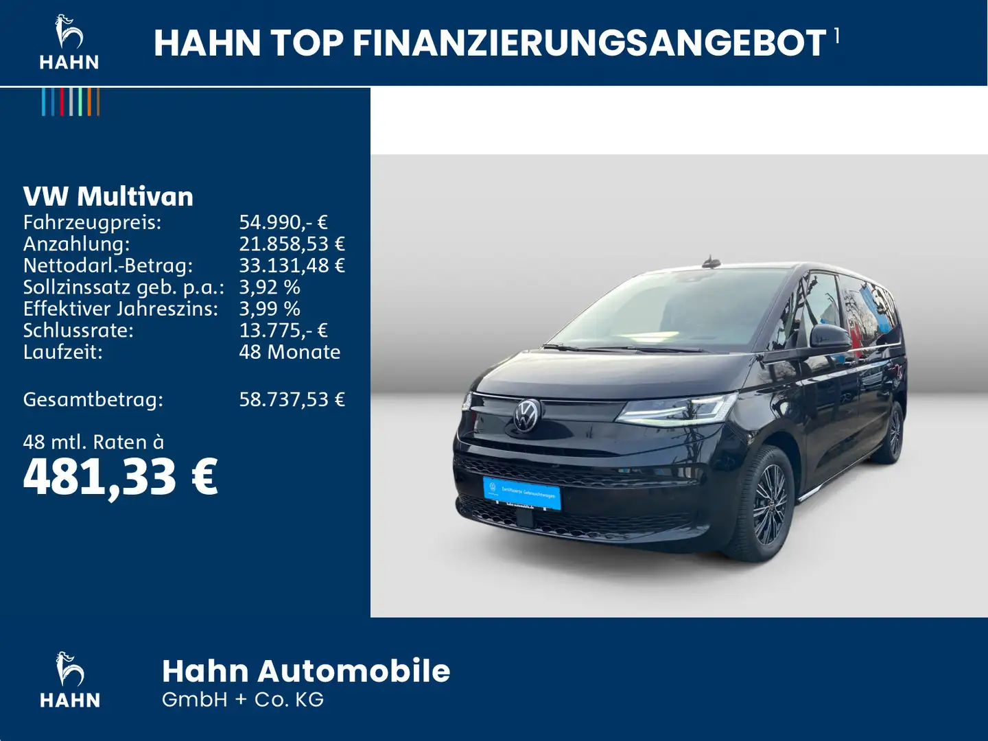 Volkswagen T7 Multivan T7 Multivan KR 2,0TDI AHK LED Navi Schwarz - 2