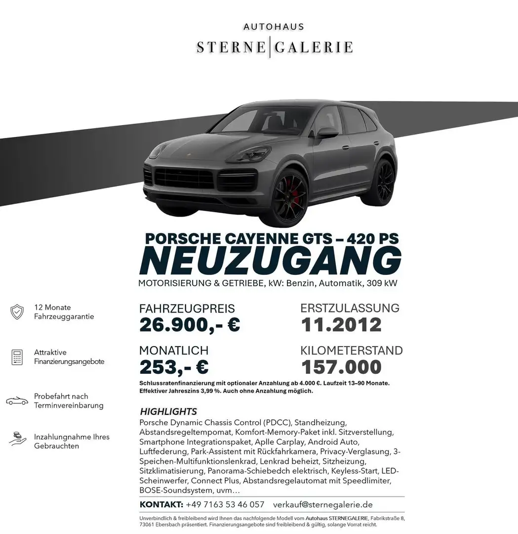 Porsche Cayenne GTS ACC/NAVI/MEMORY/LENKRADHEIZ/RÜCKFAHR Argent - 1