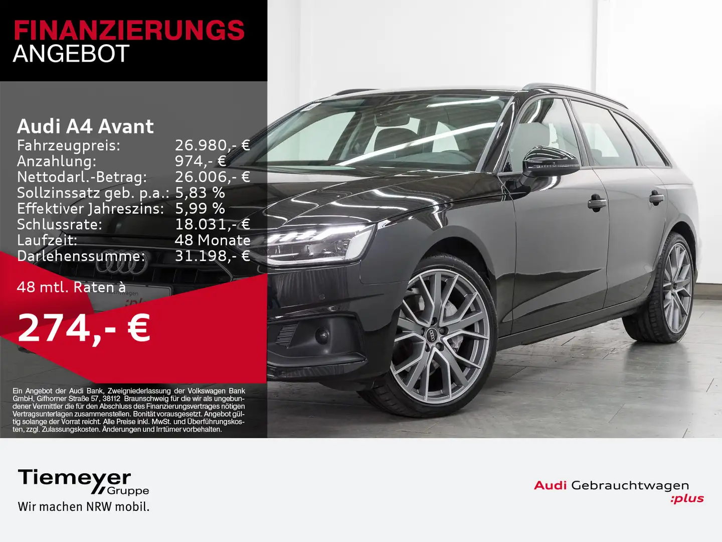 Audi A4 40 TFSI BUSINESS LED NAVI LM19 AHK Schwarz - 1