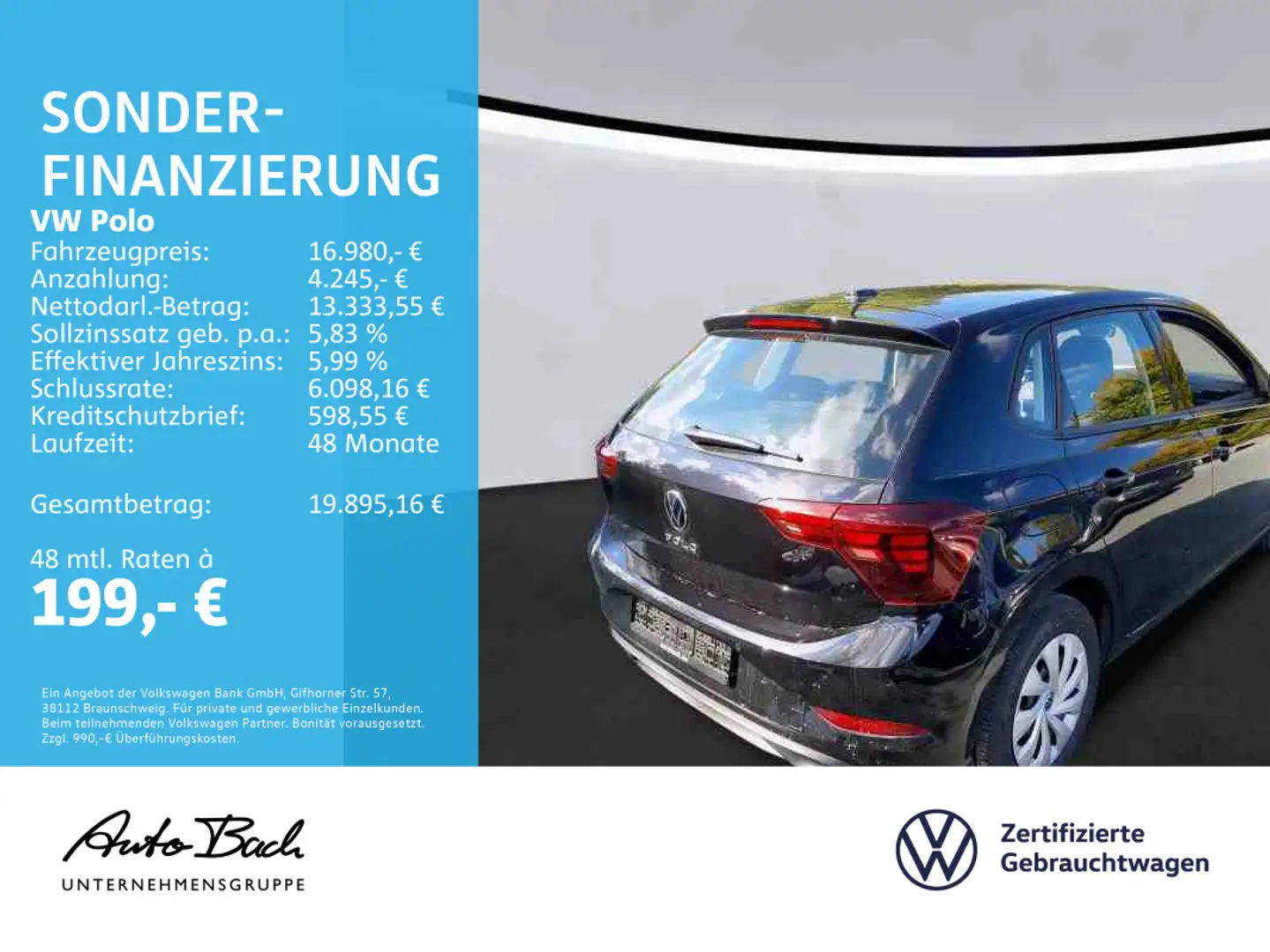 Volkswagen Polo 1.0 TSI Life Navi LED Sitzhzg EPH DAB Nero - 2