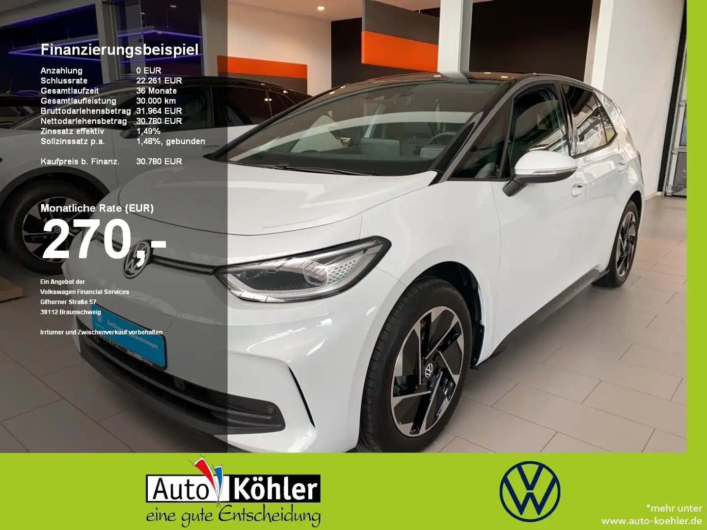Volkswagen ID.3 .3 Pro Batterie 62 kWh Matrix+CCS+ACC+PDC+AHK Weiß - 1