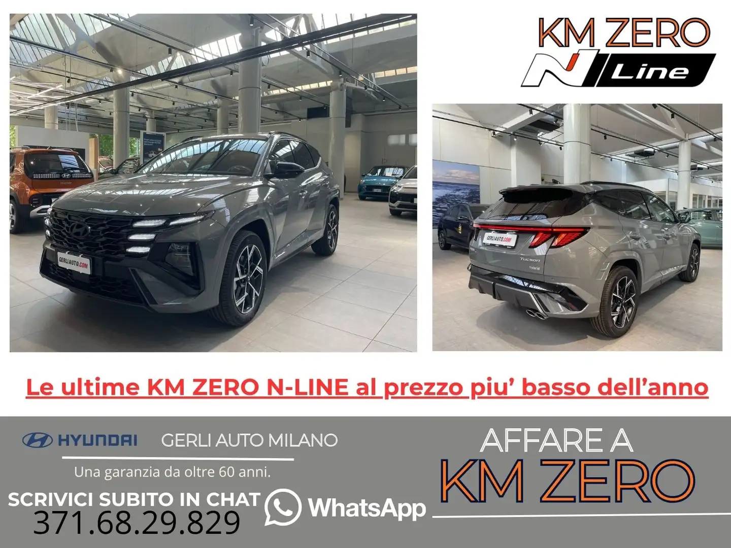 Hyundai TUCSON 1.6 hev NLine 2wd auto / km zero / PREZZO REALE Grau - 1