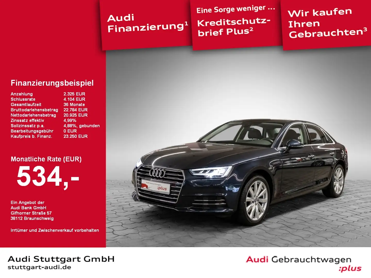 Audi A4 Limousine 2.0 TFSI design Matrix Navi connect Blauw - 1