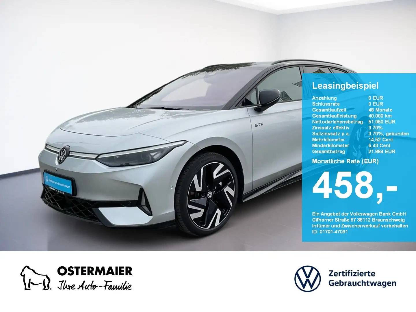 Volkswagen ID.7 Tourer GTX 340PS 4M NP.77T ACC.5J-G.WÄRMEPUMPE.AHK Silber - 1