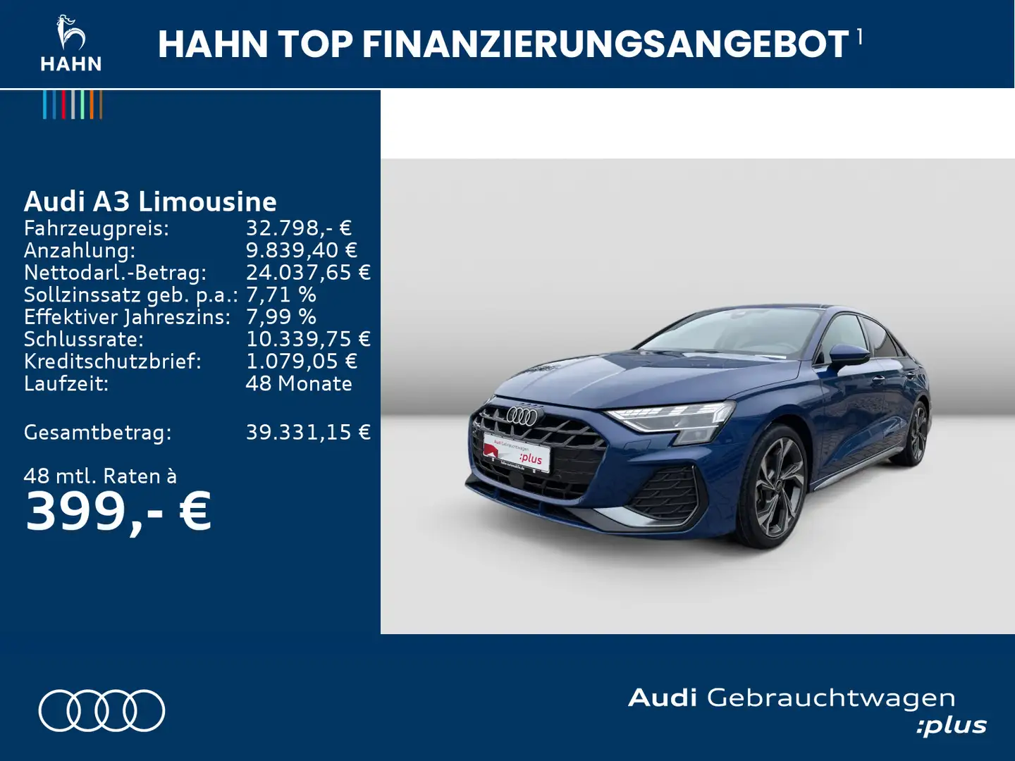 Audi A3 35 TFSI  6-Gang S line LED Navi AHK Bleu - 2