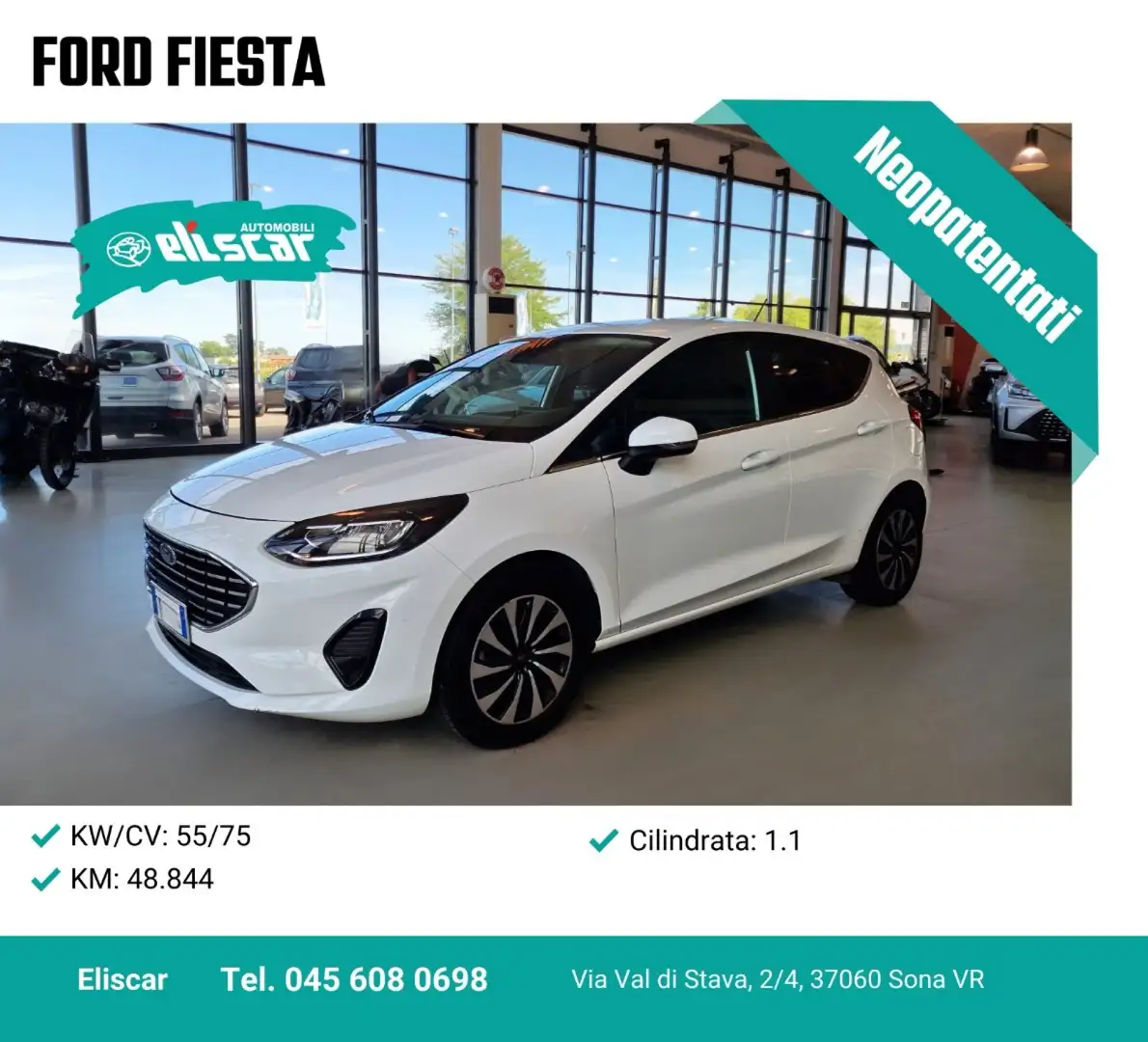 Ford Fiesta 1.1 75 CV 5 porte Bianco - 1