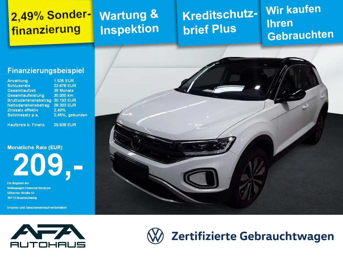 Volkswagen T-Roc 2.0 TDI GOAL DSG AHK*Navi*LED*ACC*App-Con. Weiß - 1