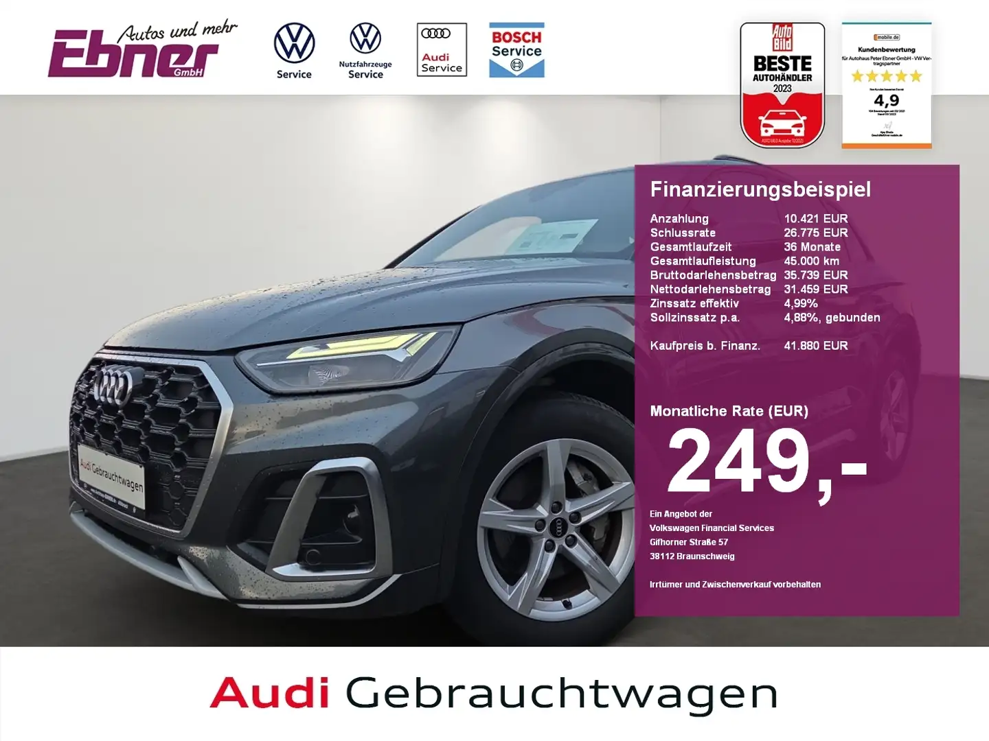 Audi Q5 S-LINE 40TDI QUATTRO S-TRONIC NAVI PLUS+APP+VC+GRA Grau - 1