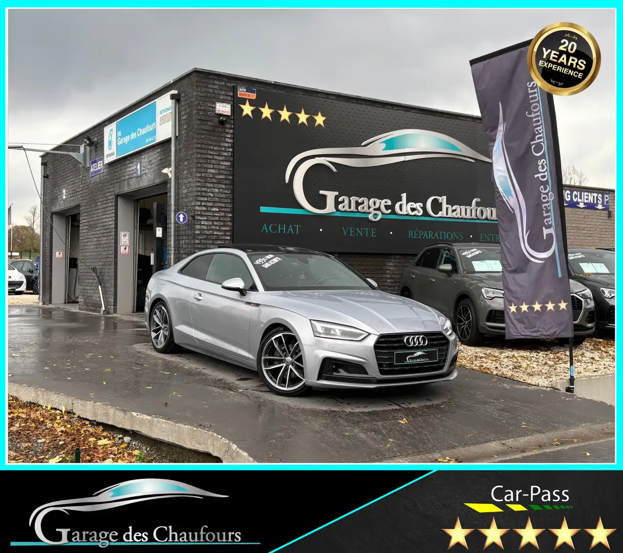 Audi A5 Coupé - 2.0 TDi - ! Full S line ! - T. Ouvrant Grijs - 1