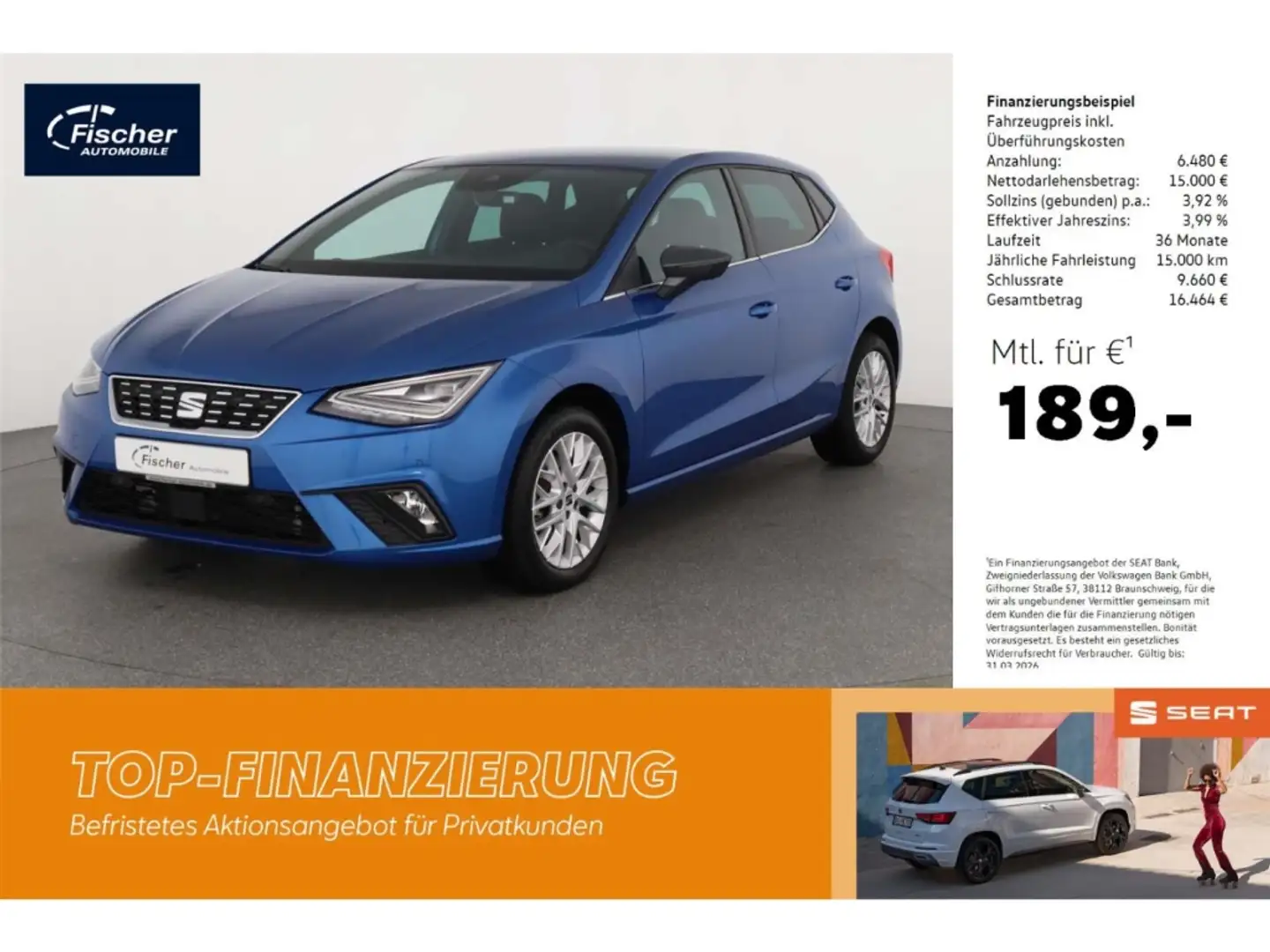 SEAT Ibiza 1.0 TSI DSG XCELLENCE NAV/LED/DINAMICA/RFK Blau - 1
