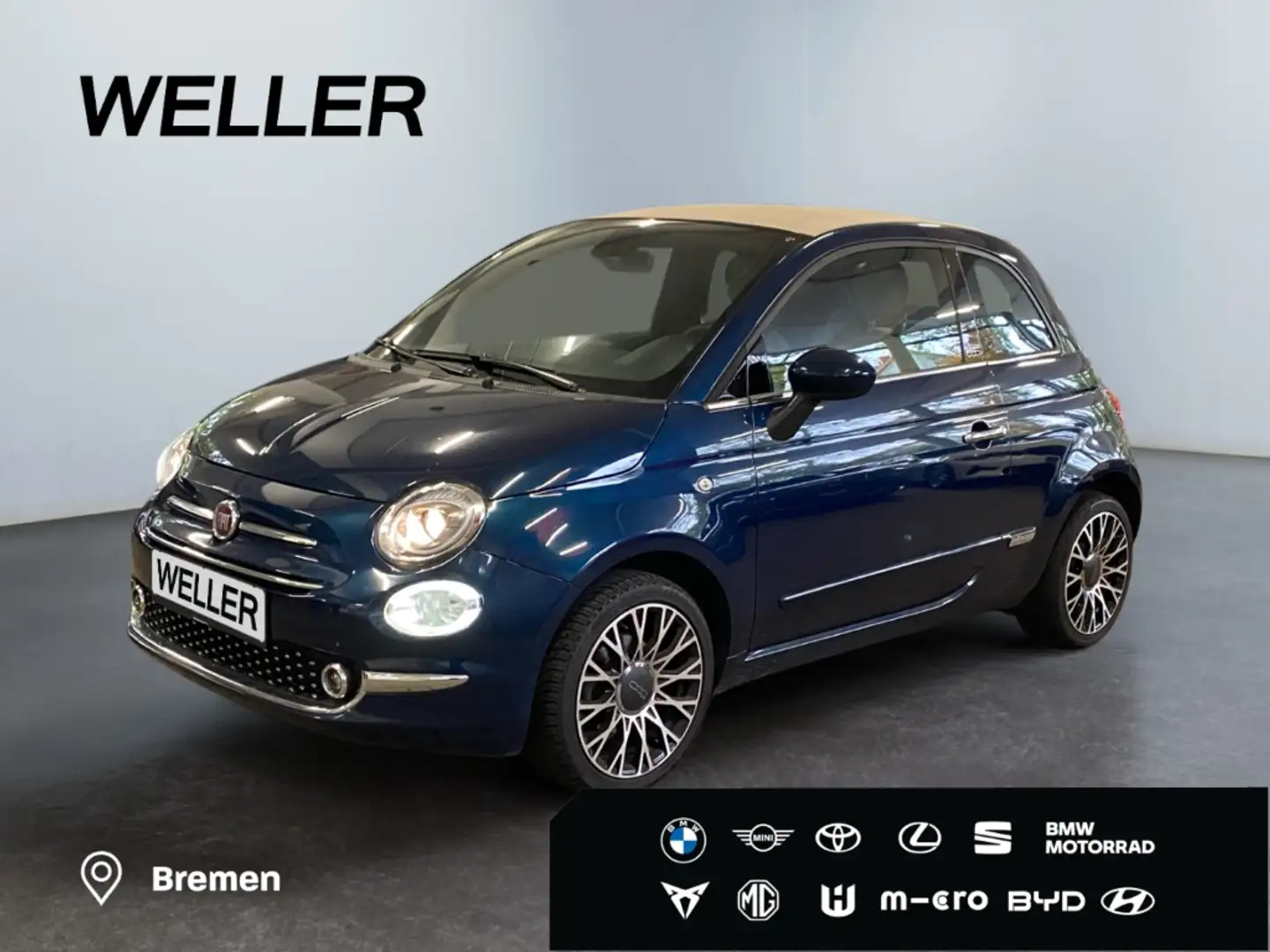 Fiat 500C 1.0 Hybrid Star *Navi*CarPlay*PDC hi*DAB+* Blauw - 1