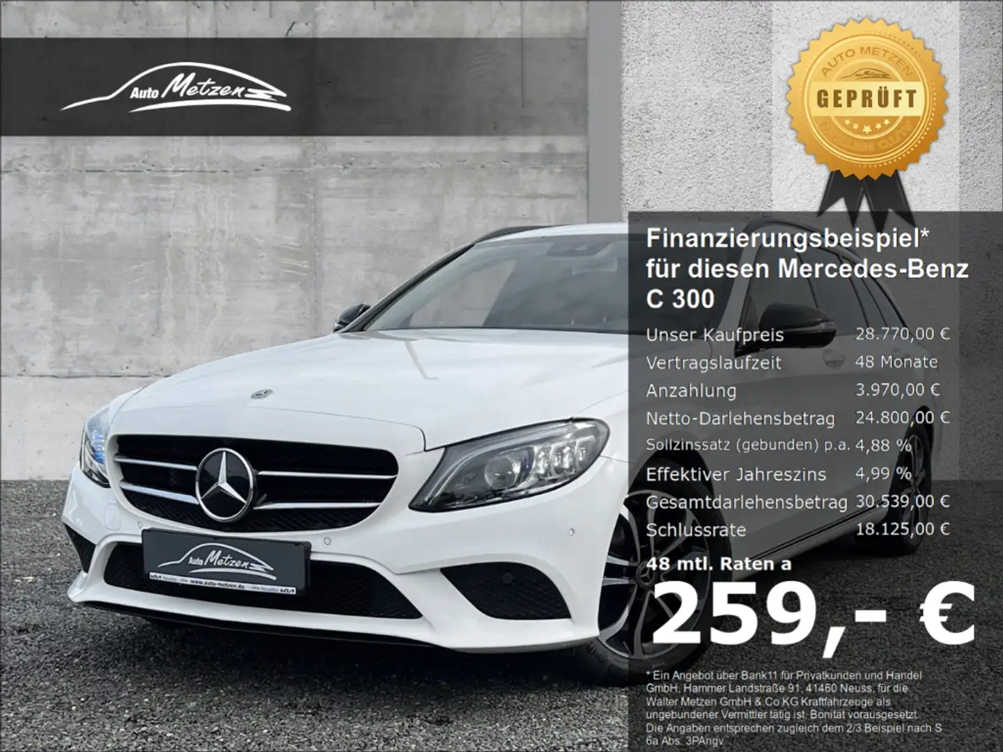 Mercedes-Benz C 300 T Night-Paket Multibeam LED Navi Comand DAB 360* K Weiß - 1