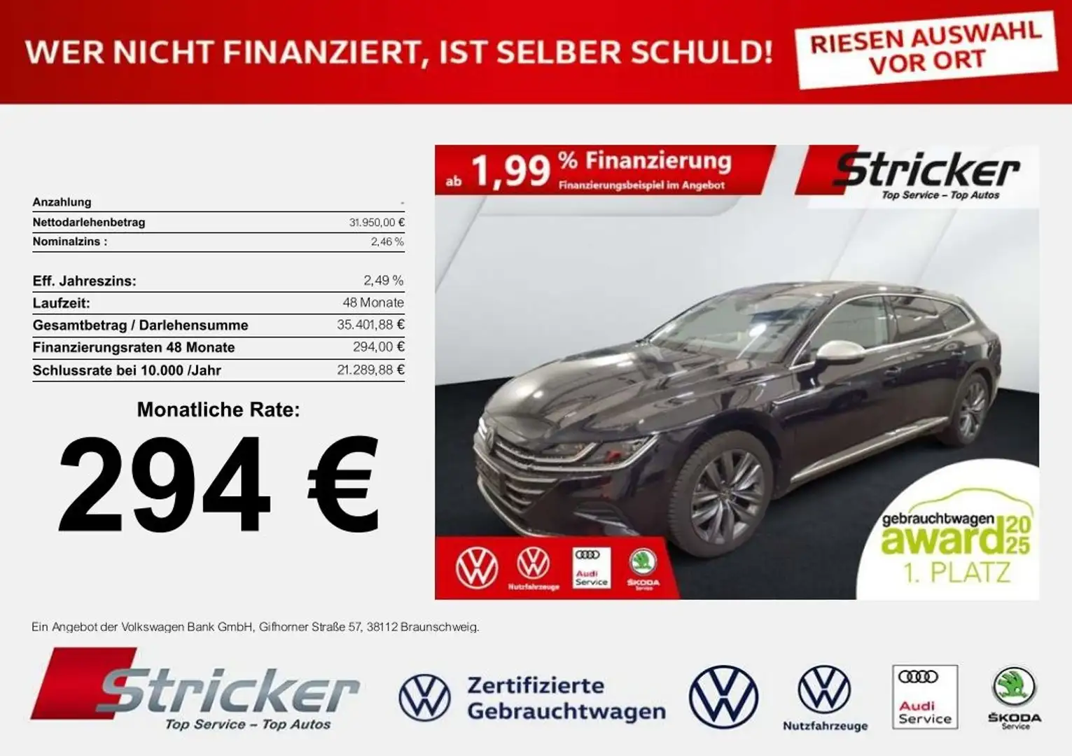 Volkswagen Arteon Shooting Brake Elegance 2.0TSI 294,-ohne Anzahlun Noir - 1