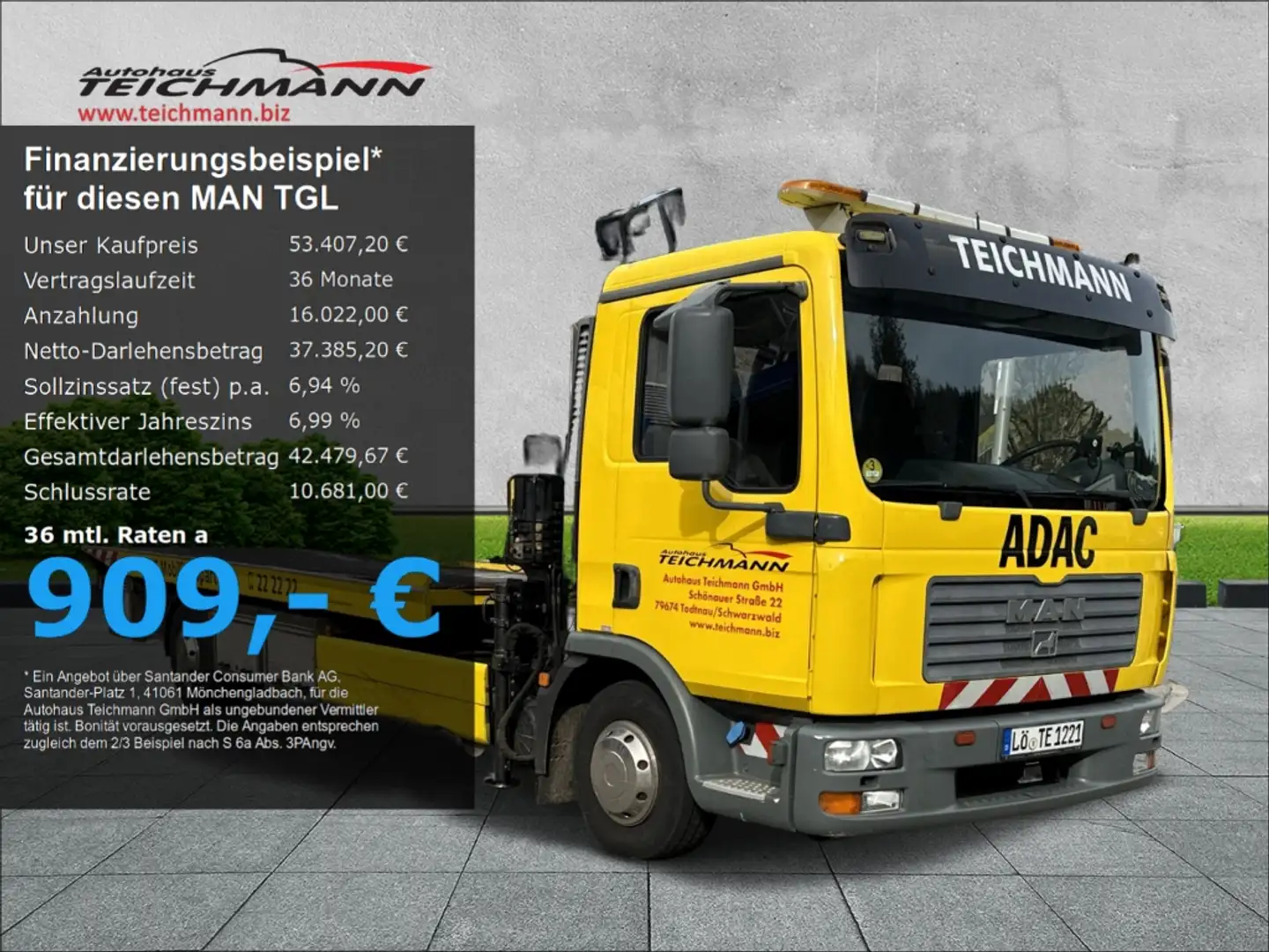 MAN TGL 12.210 Abschleppfahrzeug +Kran+Hubbrille+ Gelb - 1
