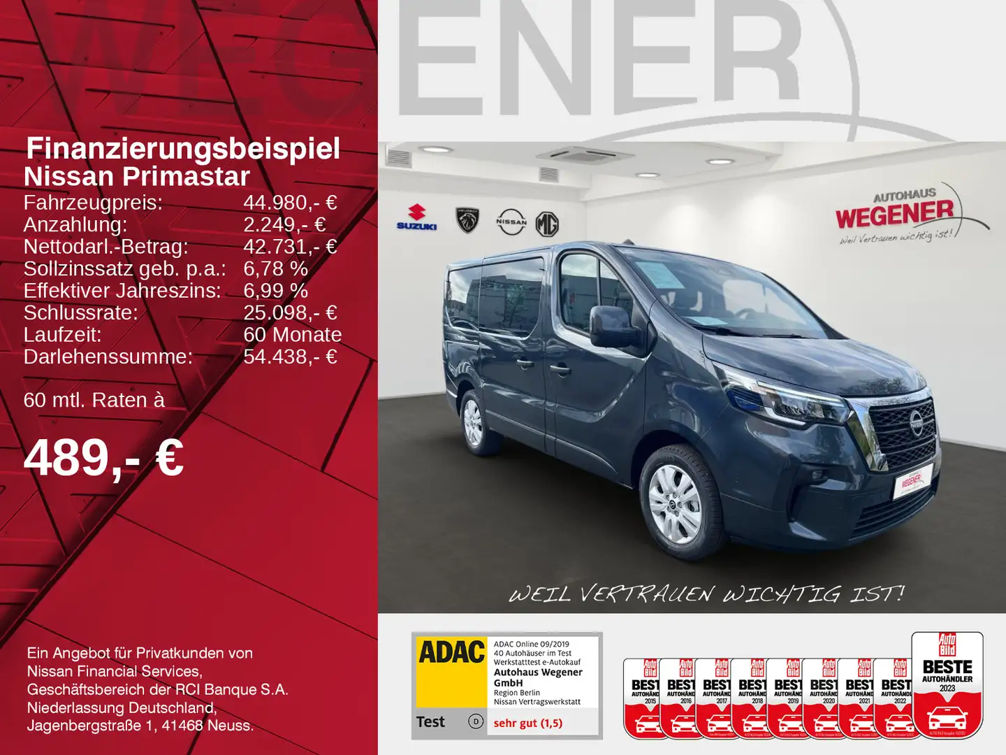Nissan Primastar PRIMASTAR KOMBI TEKNA L1H1 2ST HK BES+ Design Grau - 2