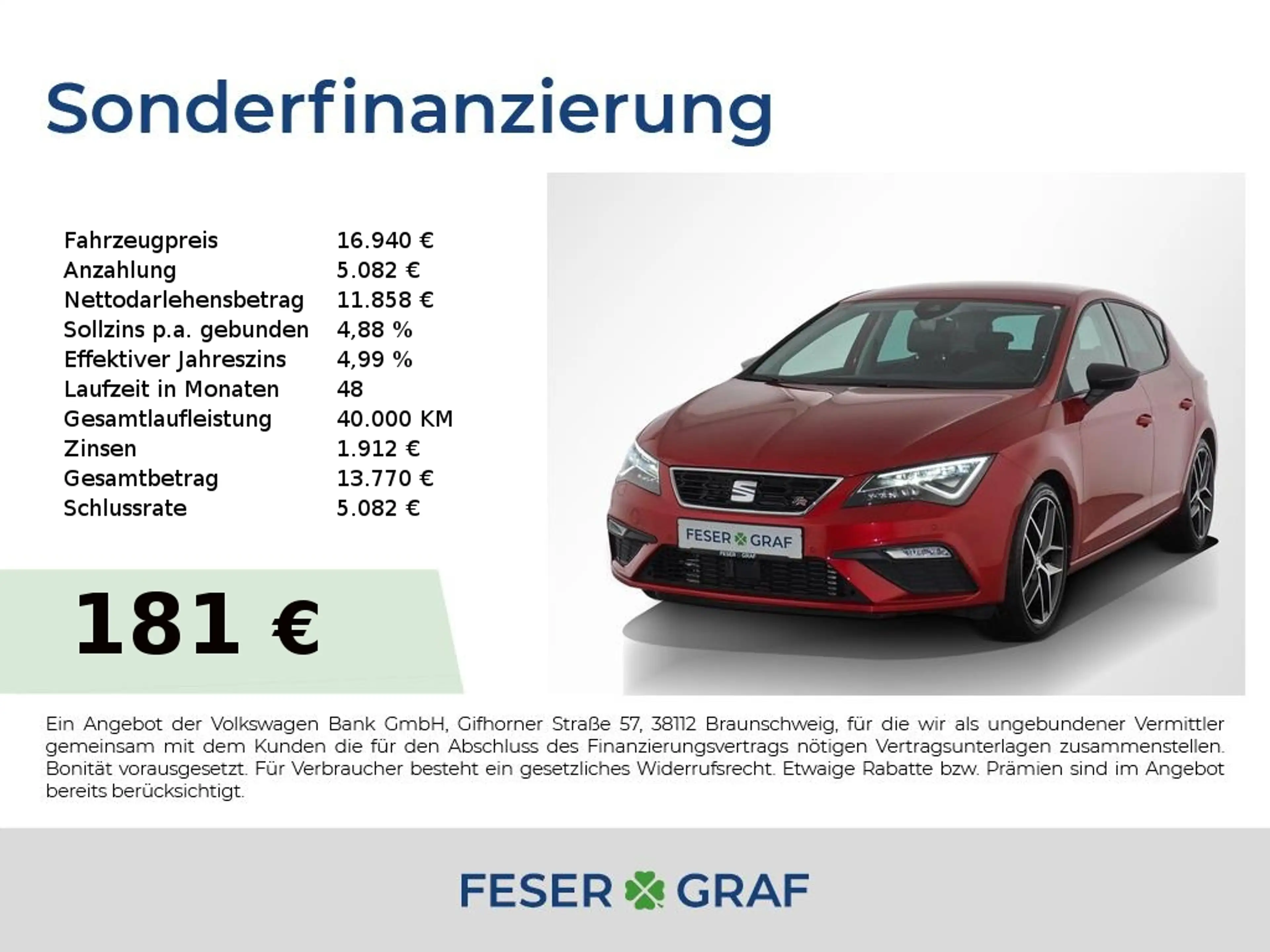 SEAT Leon FR 2.0TSI DSG LED ACC PDC Navi Sitzhzg 18`