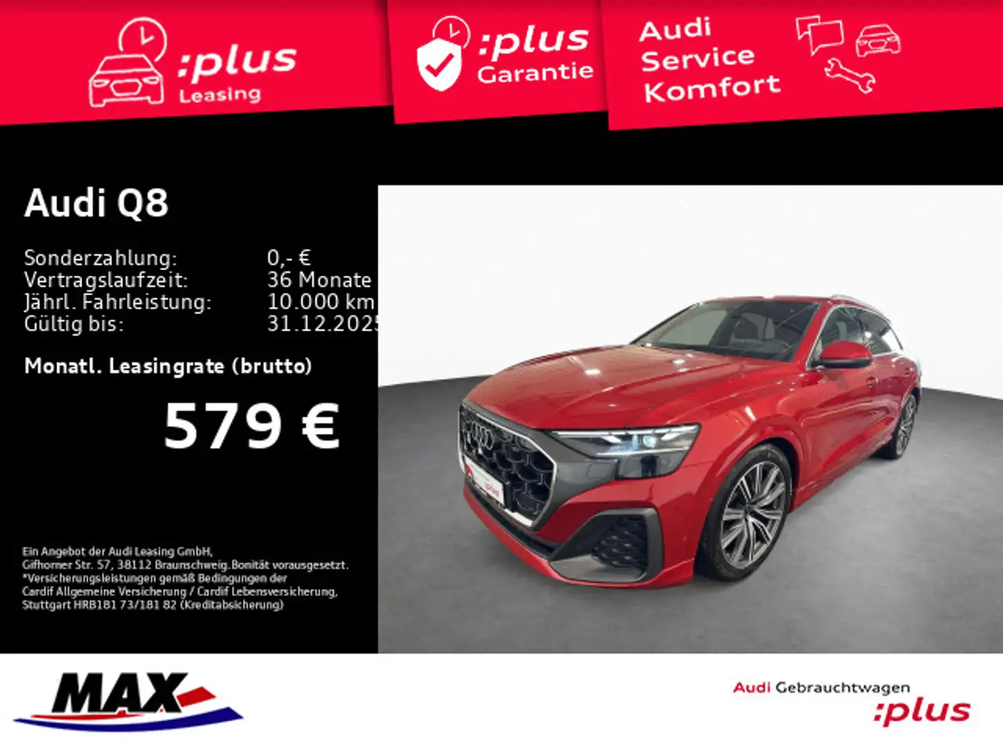 Audi Q8 50 TDI QUATT S LINE MATRIX+PANO+LUFT+AHK+HUD+ Červená - 1