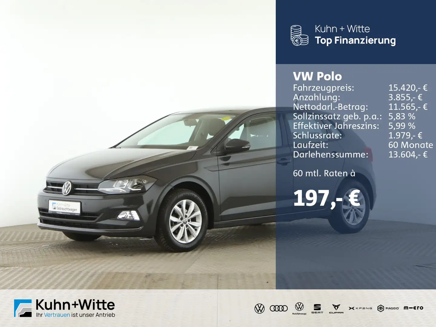 Volkswagen Polo 1.0 TSI Highline *PDC*LED*Klima*SHZ*Bluetoo Grau - 1
