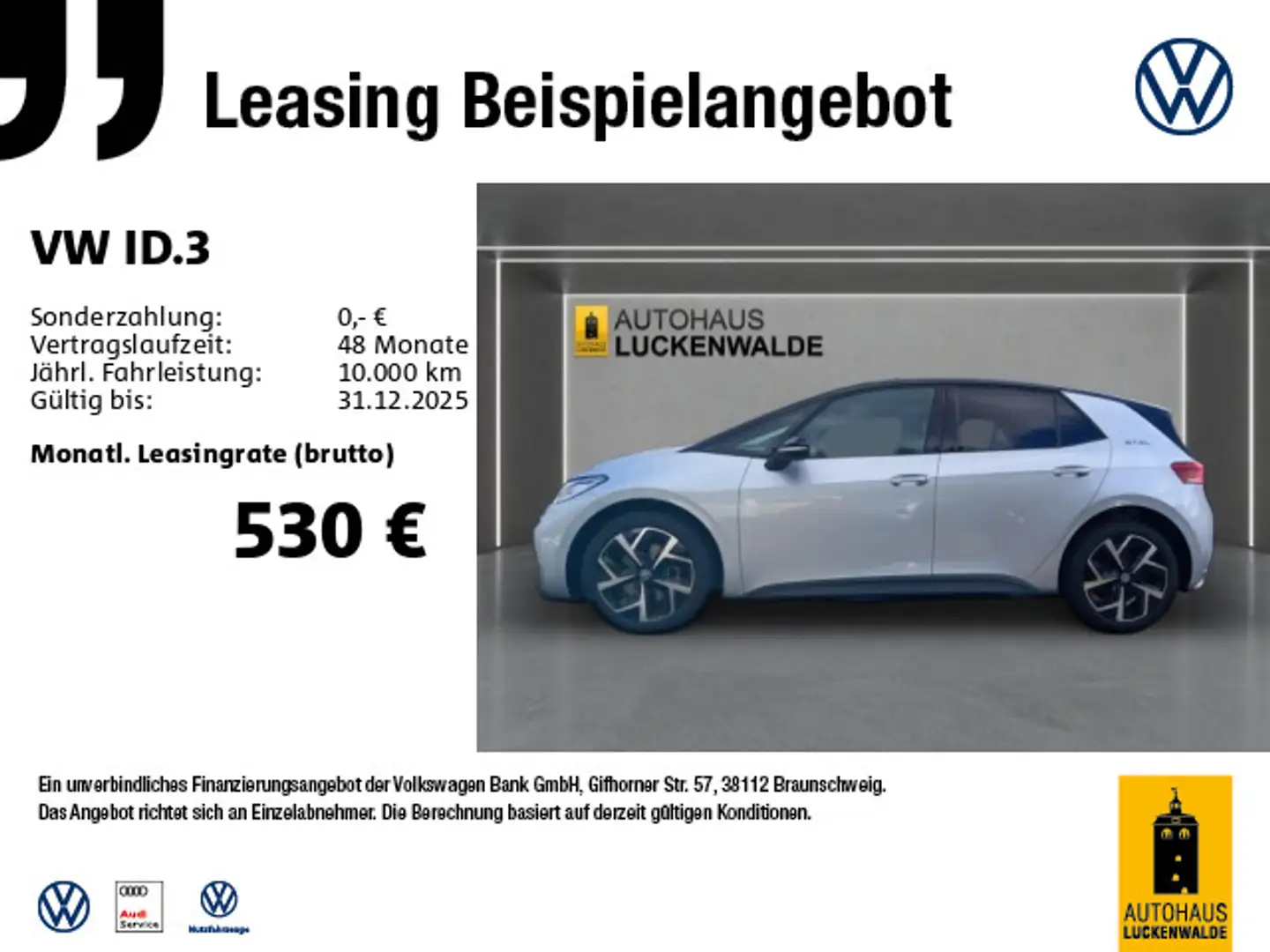 Volkswagen ID.3 Pro 150 kW (204 PS) 59 kWh 1-Gang-A utomati Argento - 1