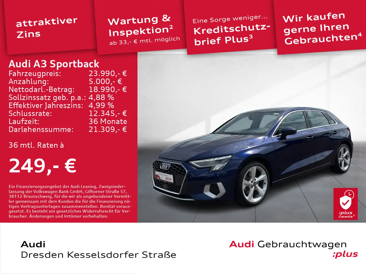 Audi A3 35 TFSI advanced DAB LED Navi GRA Blau - 1
