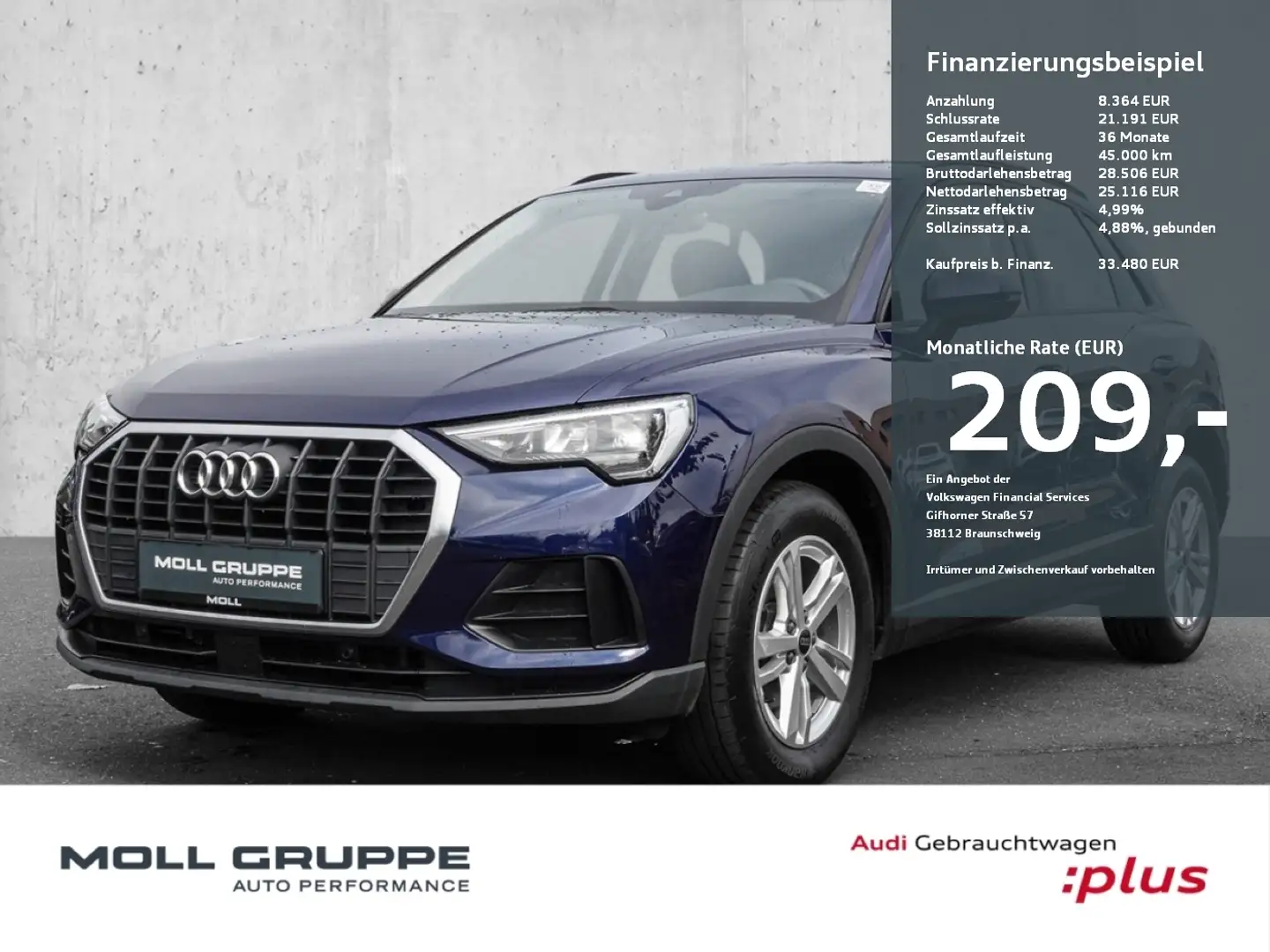 Audi Q3 35 TDI 110(150) S tronic NAVI LM PDC SPURH Niebieski - 1