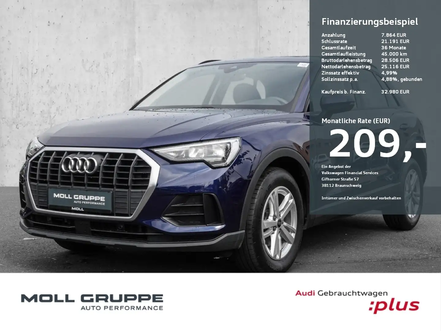 Audi Q3 35 TDI 110(150) S tronic NAVI LM PDC SPURH Bleu - 1