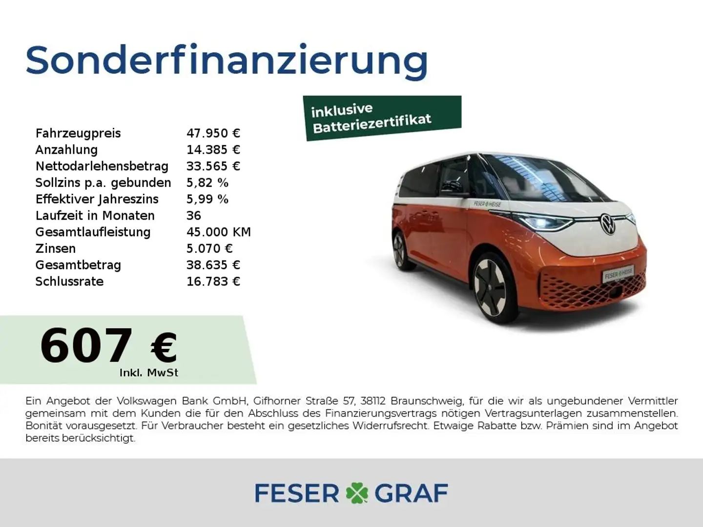 Volkswagen ID. Buzz Pro 82kwh Matrix/Rearview/Sitzhzg. Orange - 1