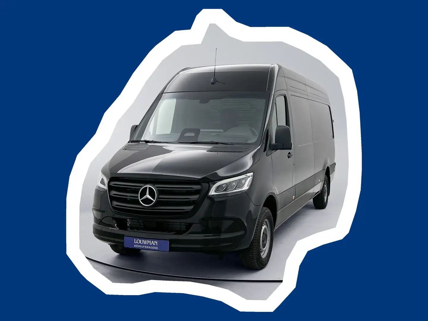 Mercedes-Benz Sprinter 317 1.9 CDI L3H2 bpm vrij Facelift 3500 KG Trekgew Zwart - 1