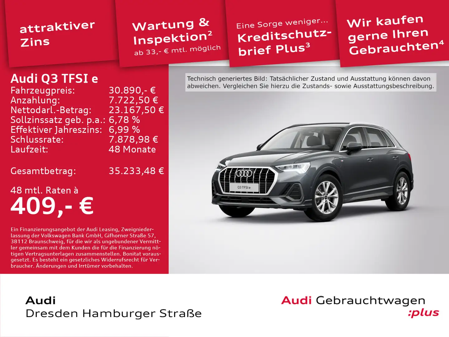 Audi Q3 S line 45 e 180(245) kW(PS) S tronic Grau - 1