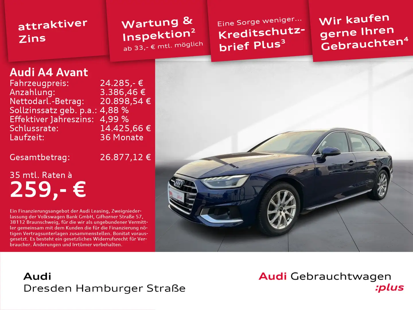 Audi A4 35 TFSI Advanced LED Navi Blau - 1