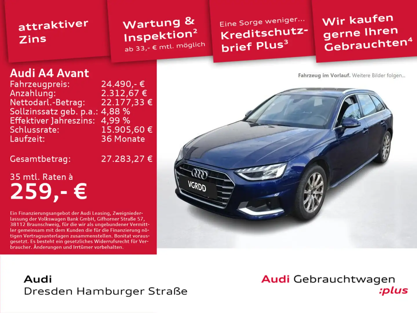 Audi A4 35 TFSI Advanced LED Navi Blau - 1