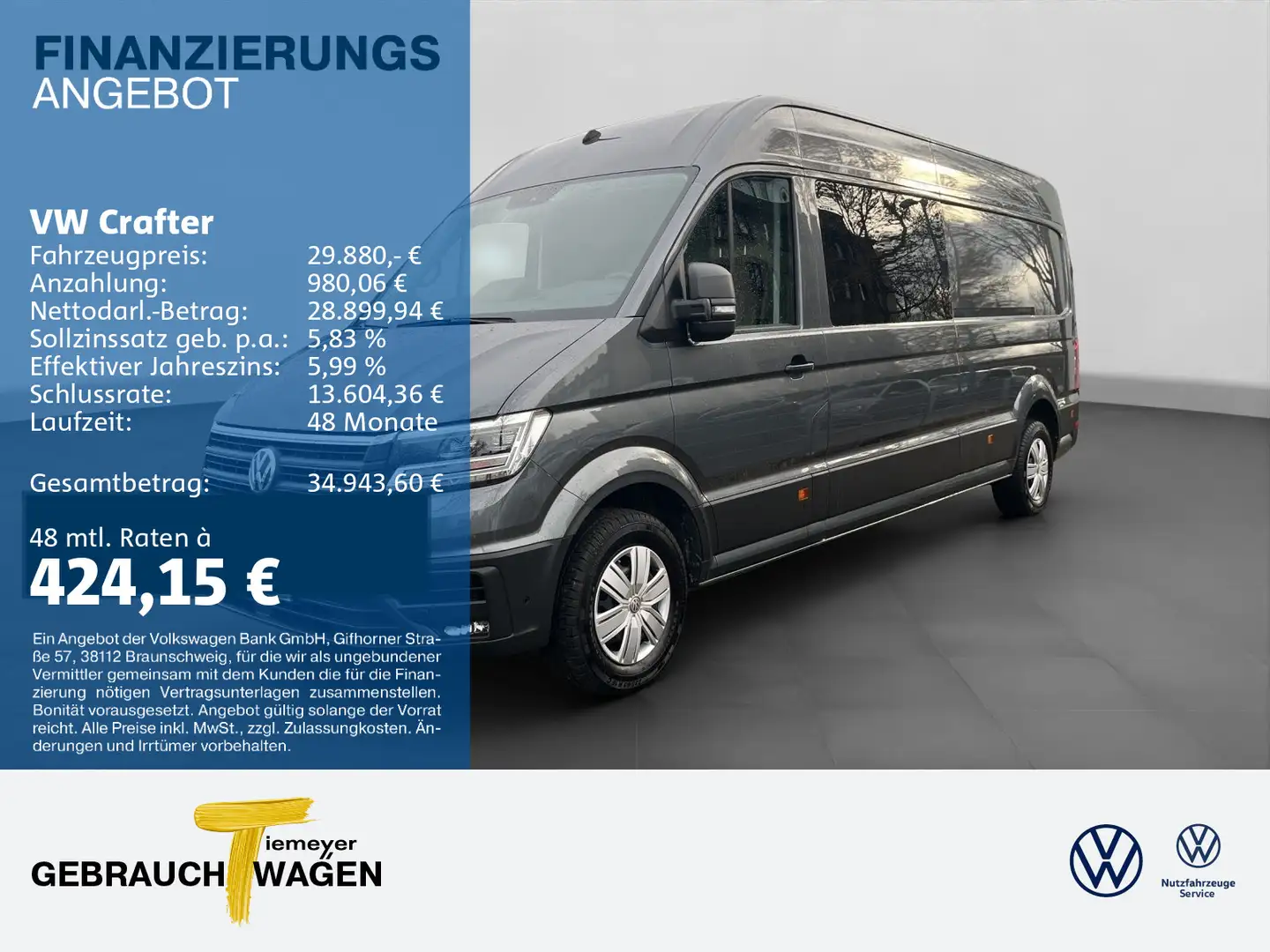 Volkswagen Crafter 35 Kasten LR HD LED KAMERA SITZHZG Grau - 1