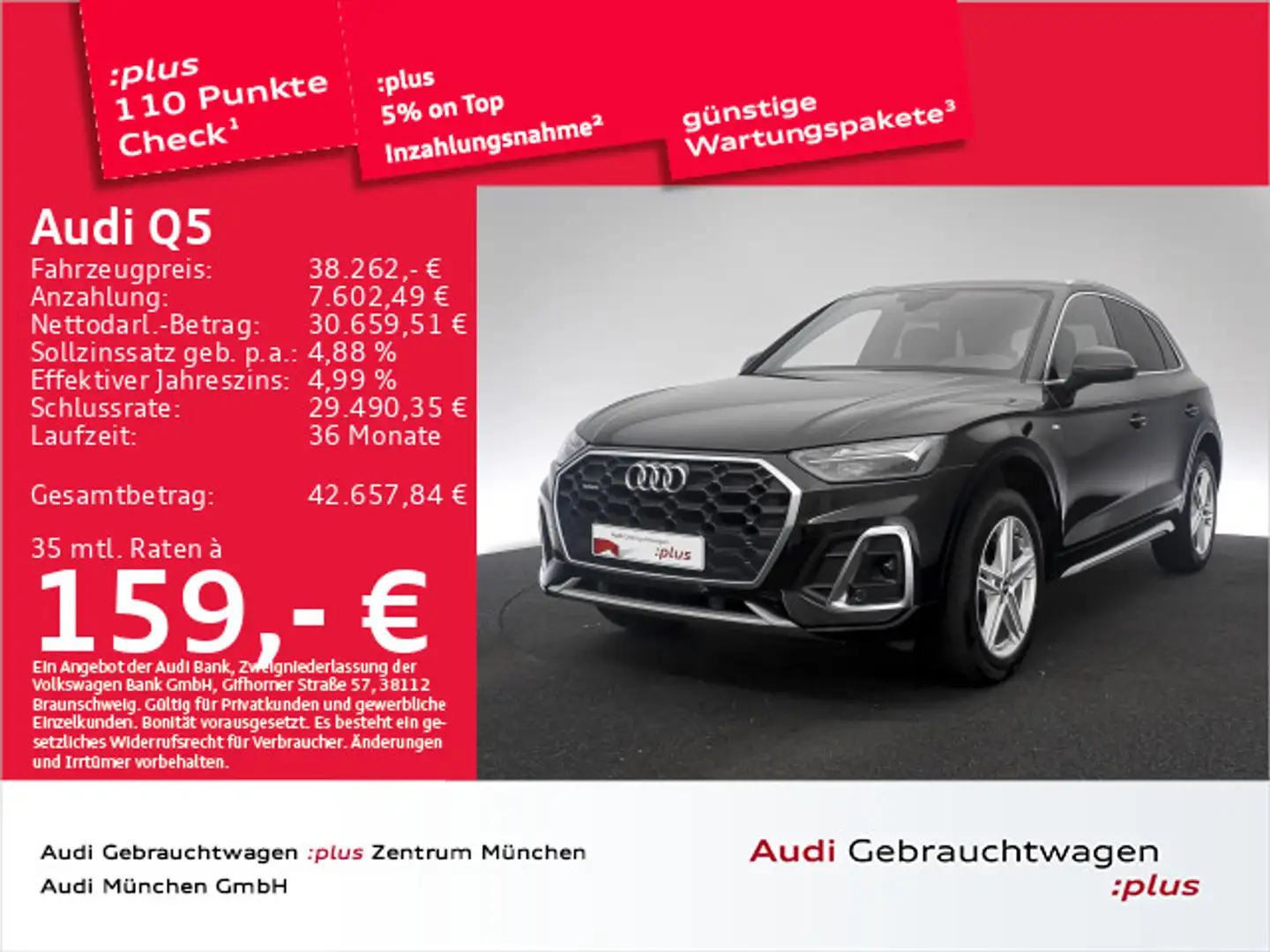 Audi Q5 40 TDI qu. S tronic 2x S line AHK/Navi+/Kamer Schwarz - 1