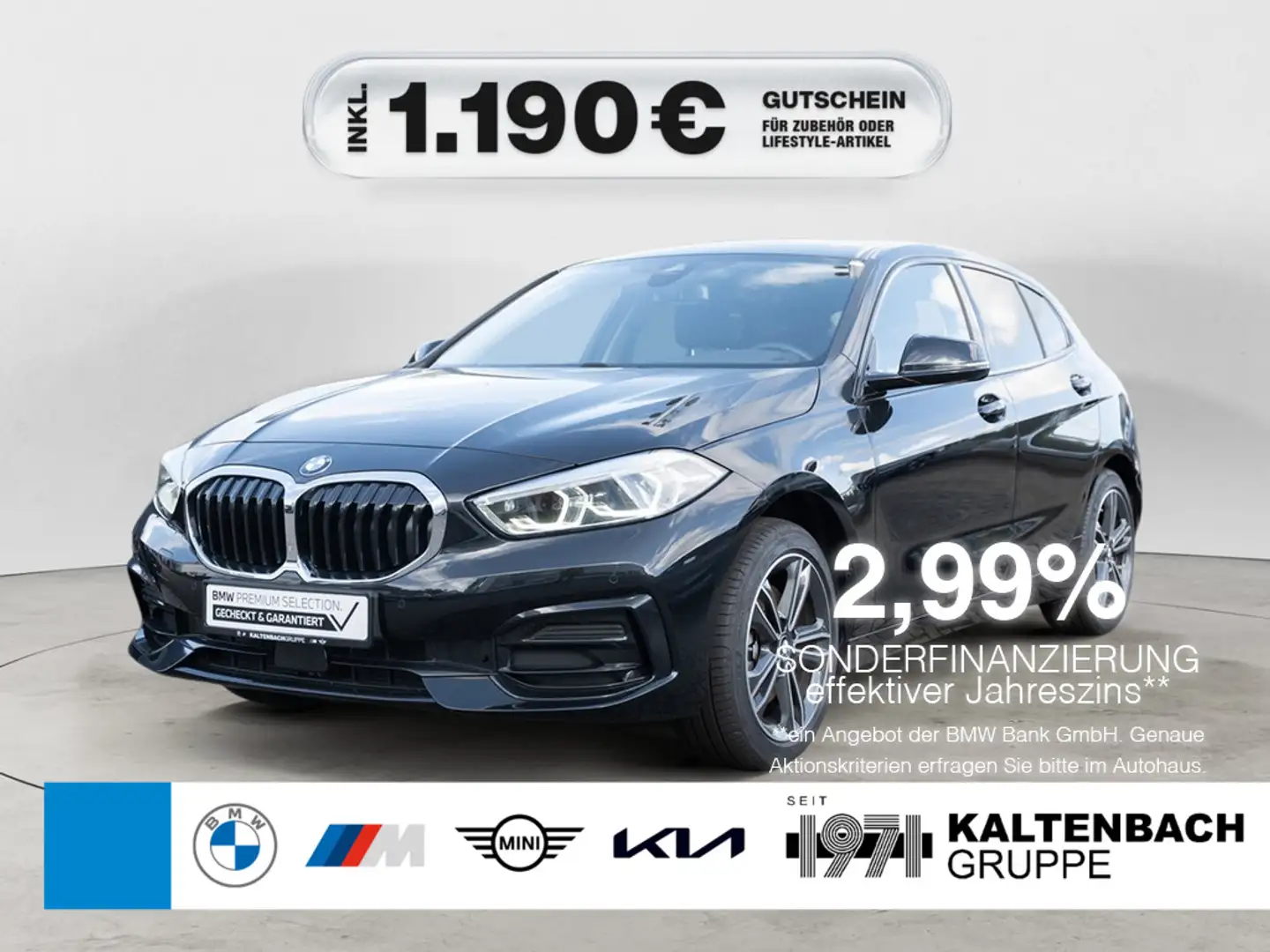 BMW 118 i Sport Line AHK LED NAVI PDC KEYLESS Schwarz - 1