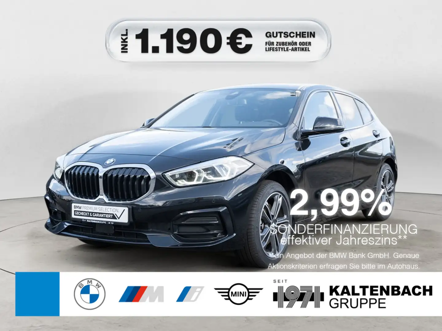 BMW 118 i Sport Line AHK LED NAVI PDC KEYLESS Schwarz - 1