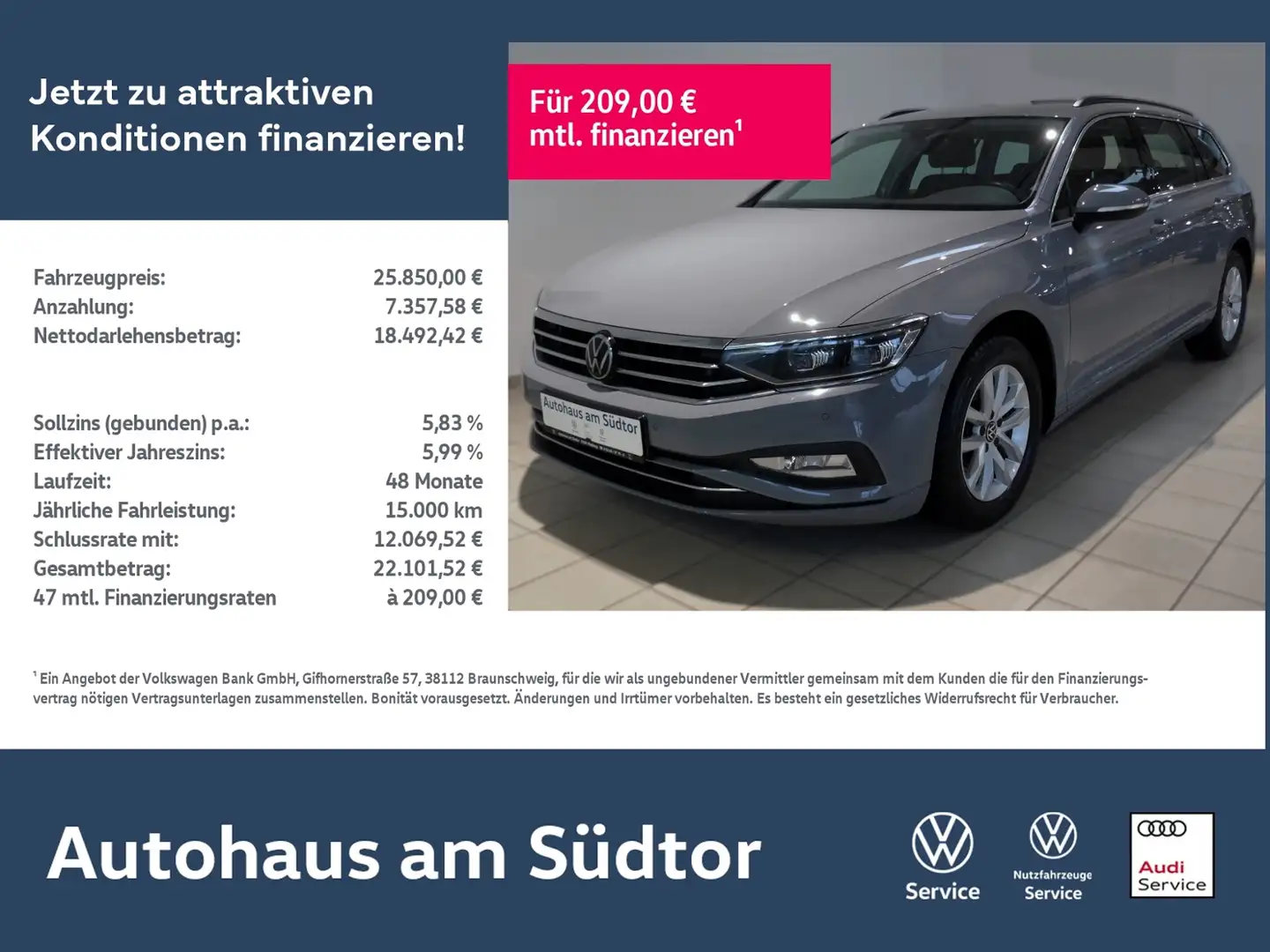 Volkswagen Passat Variant Business 2.0 TDI DSG LED RFK ACC Gris - 1
