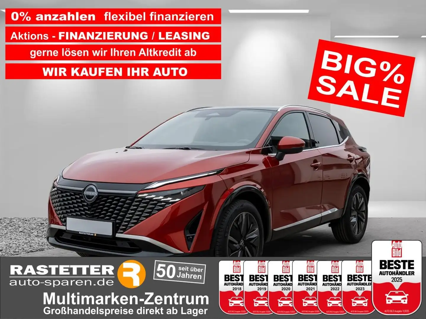 Nissan Qashqai tekna facelift+Leder+Pano+19Z+ProPILOT+Matrix+HUD+ Red - 1
