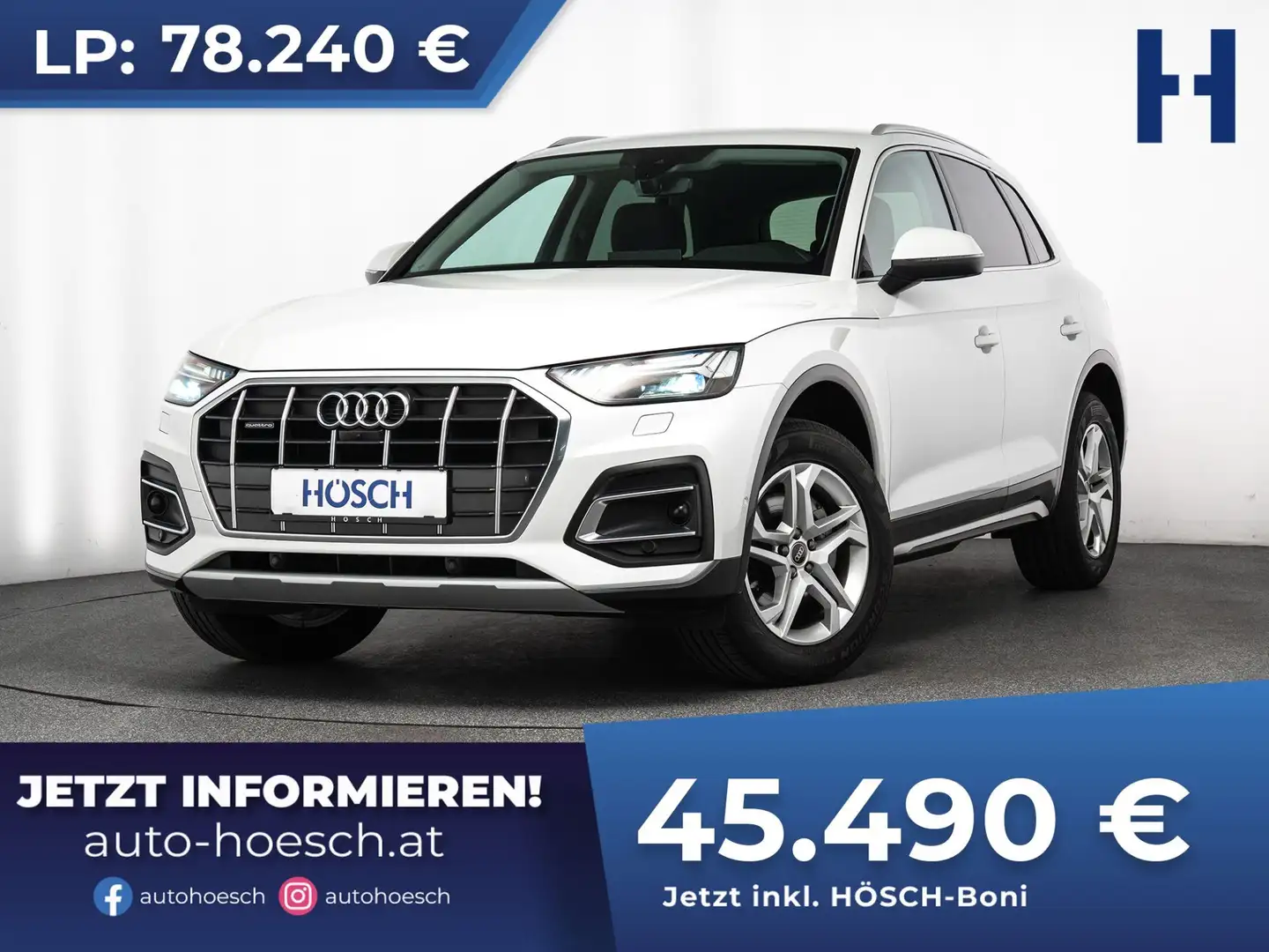 Audi Q5 40 TDI quattro Adv. STHZG AHK MATRIX 360° ACC ++ Weiß - 1