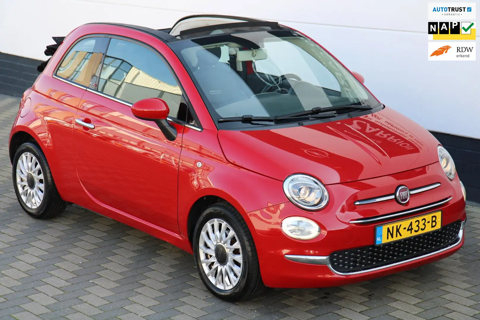 Fiat 500C 0.9 TwinAir Turbo Lounge Navi Leder Airco NAP !! Rot - 1