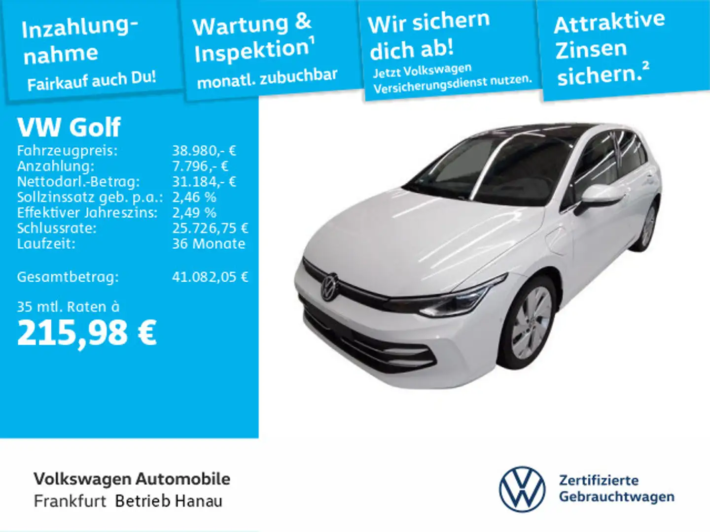Volkswagen Golf VIII 1.5 TSI DSG eHybrid Navi IQ.Light DCC Weiß - 1
