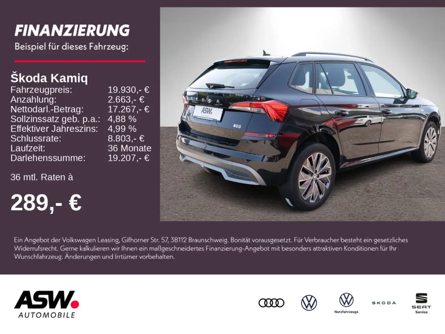 Skoda Kamiq Tour 1,0 TSI DSG LED Nav PDC SHZ VC AHK Noir - 1