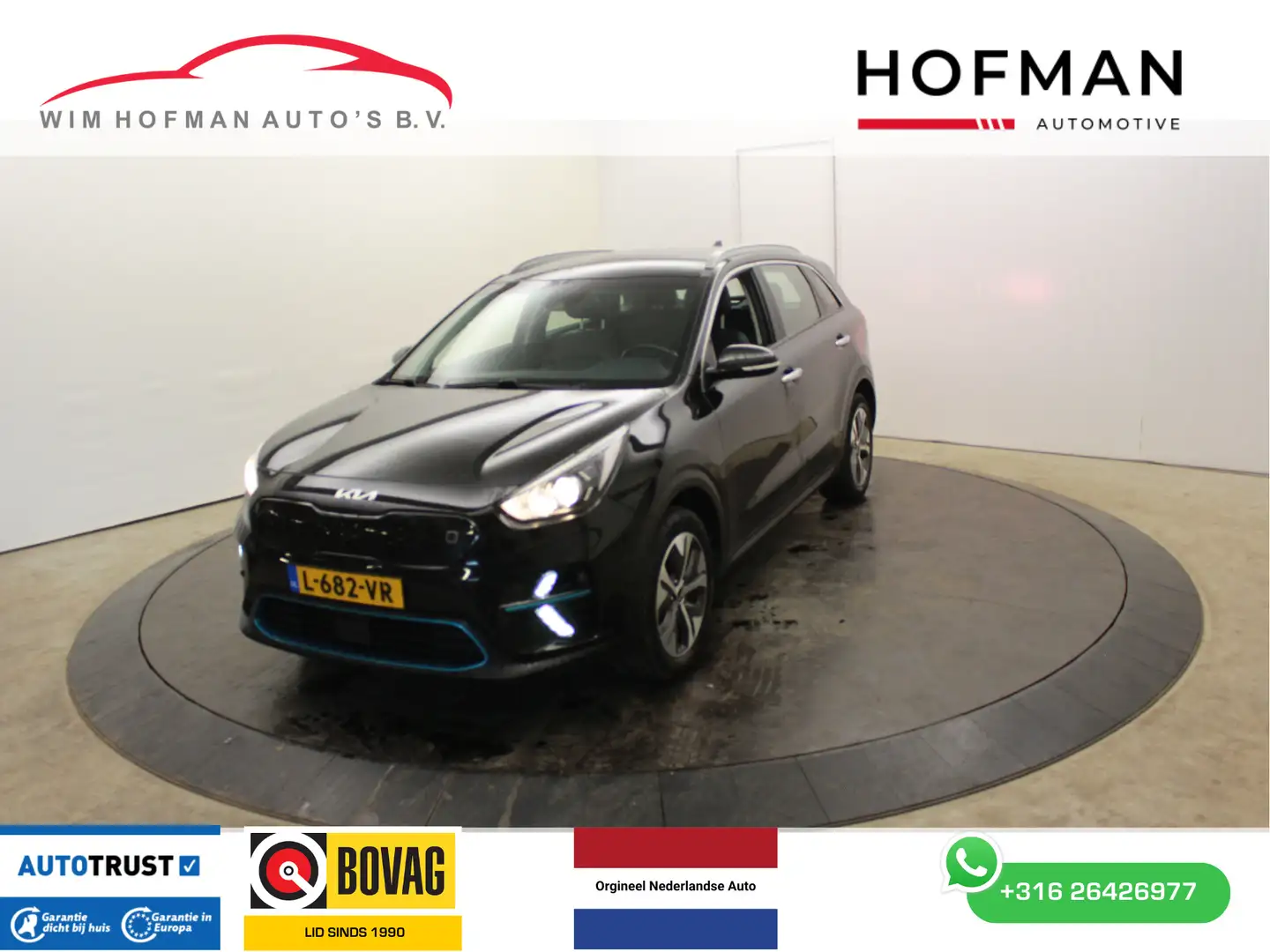 Kia e-Niro DynamicPlusLine 64 kWh 100% SOH Cam Key-less 3-fas Zwart - 1