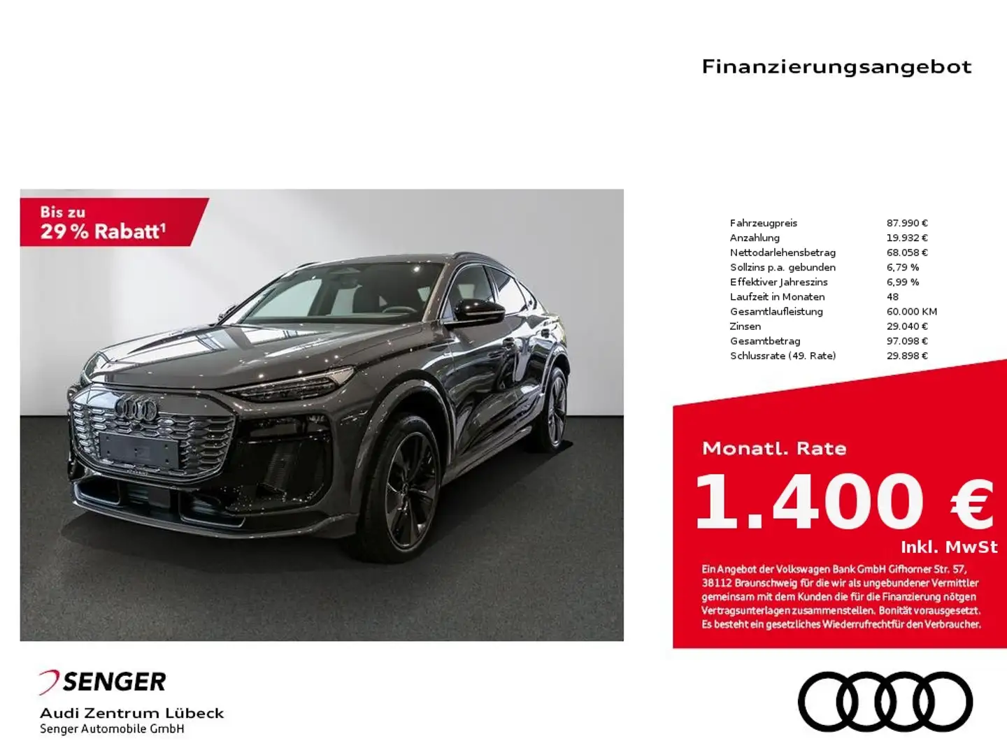 Audi Q6 e-tron e-tron Sportback quattro S line 360° Kamera Grau - 1