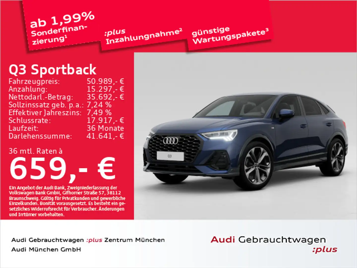 Audi Q3 35 TFSI S tronic 2x S line 20"Zoll/ Blau - 1