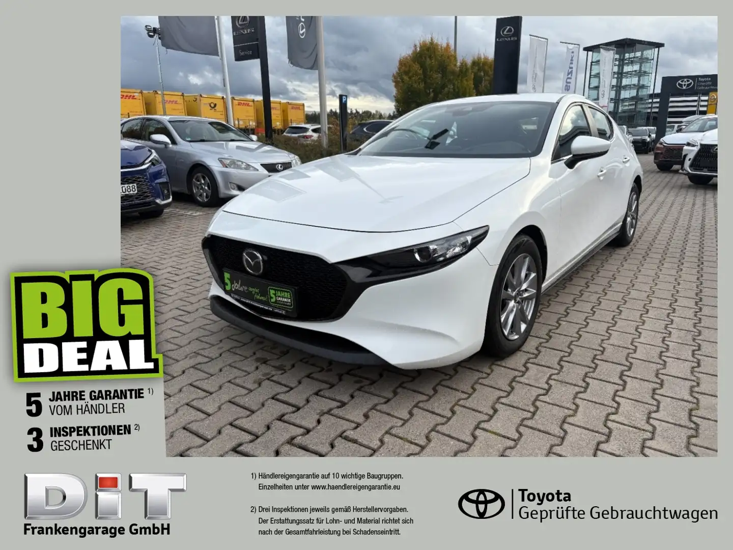 Mazda 3 2.0 M-Hybrid SKYACTIV-G LED, Navi, HUD, PDC, BT Weiß - 1