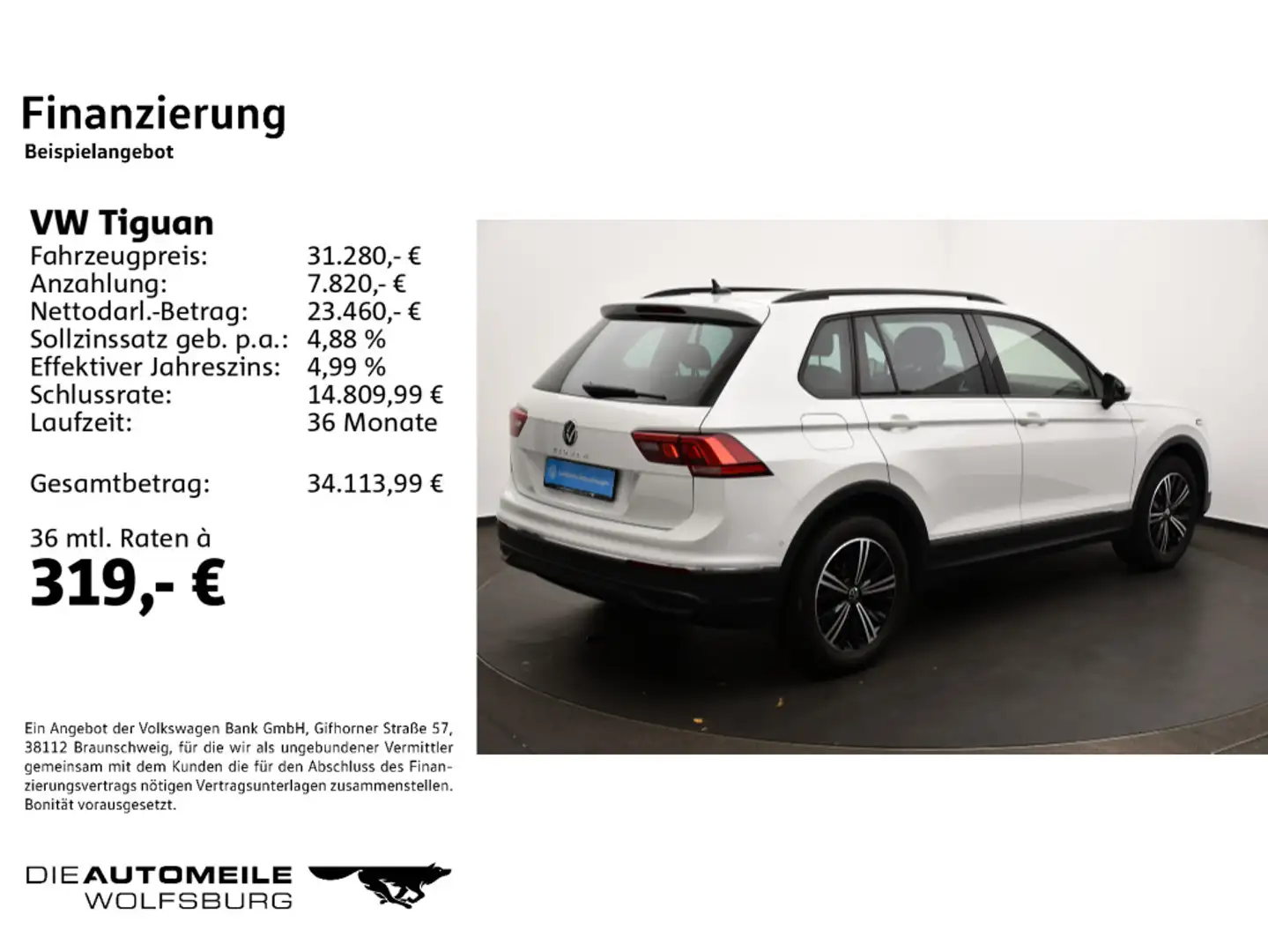 Volkswagen Tiguan 1.5 TSI DSG Life AHK/Pano/Einparkhi Weiß - 2